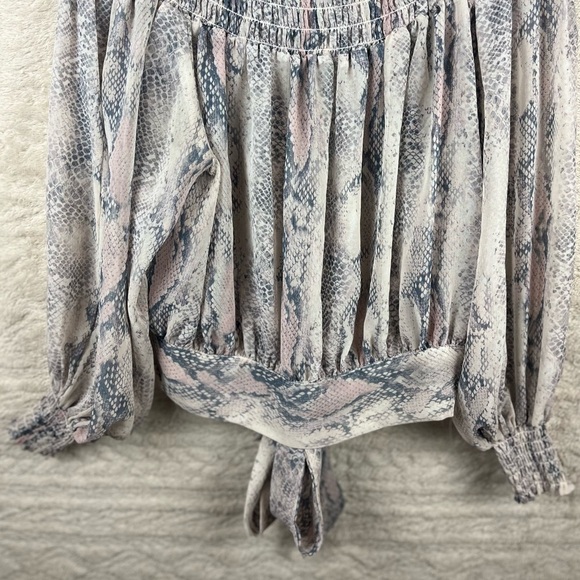 VICI Boho Snake Print Sheer Smocked Blouse Top Small - Picture 12 of 14